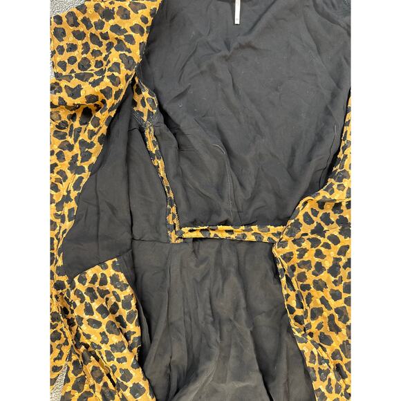 Free People Frenchie Leopard Print Wrap Dress Long Sleeve Ruffle Size XS - Picture 7 of 12